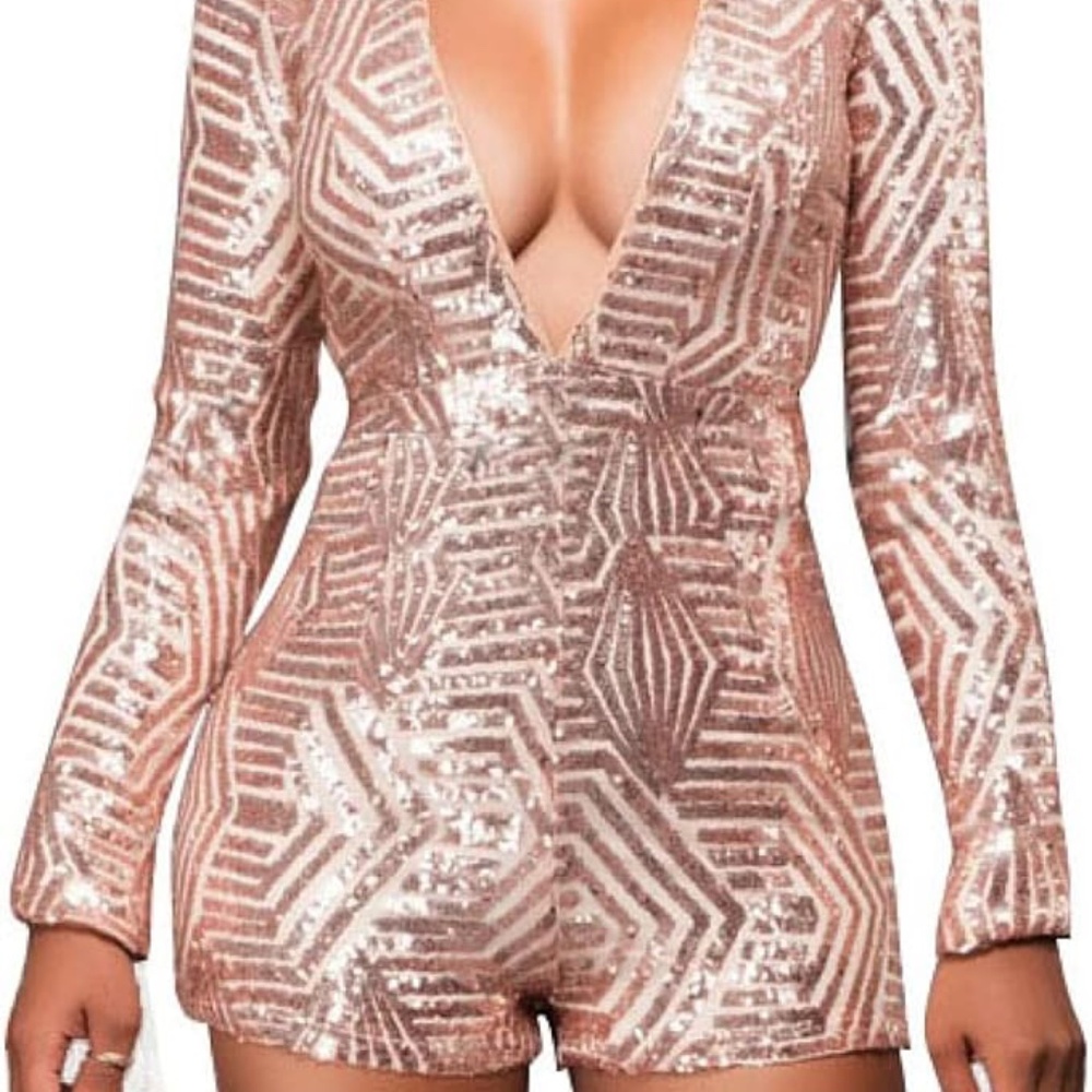 Gold Sequin Romper NWOT